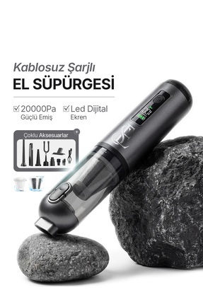 EN SİGA Kablosuz Şarjlı El Süpürgesi 20000Pa Güçlü Emiş, Dijital Ekran, Type‑...