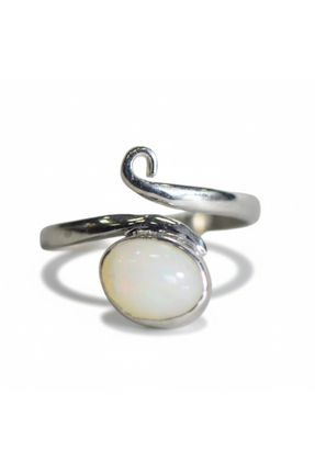 Lithora Jewellery Doğal Opal Taşlı Ayarlanabilir Gümüş Yüzük