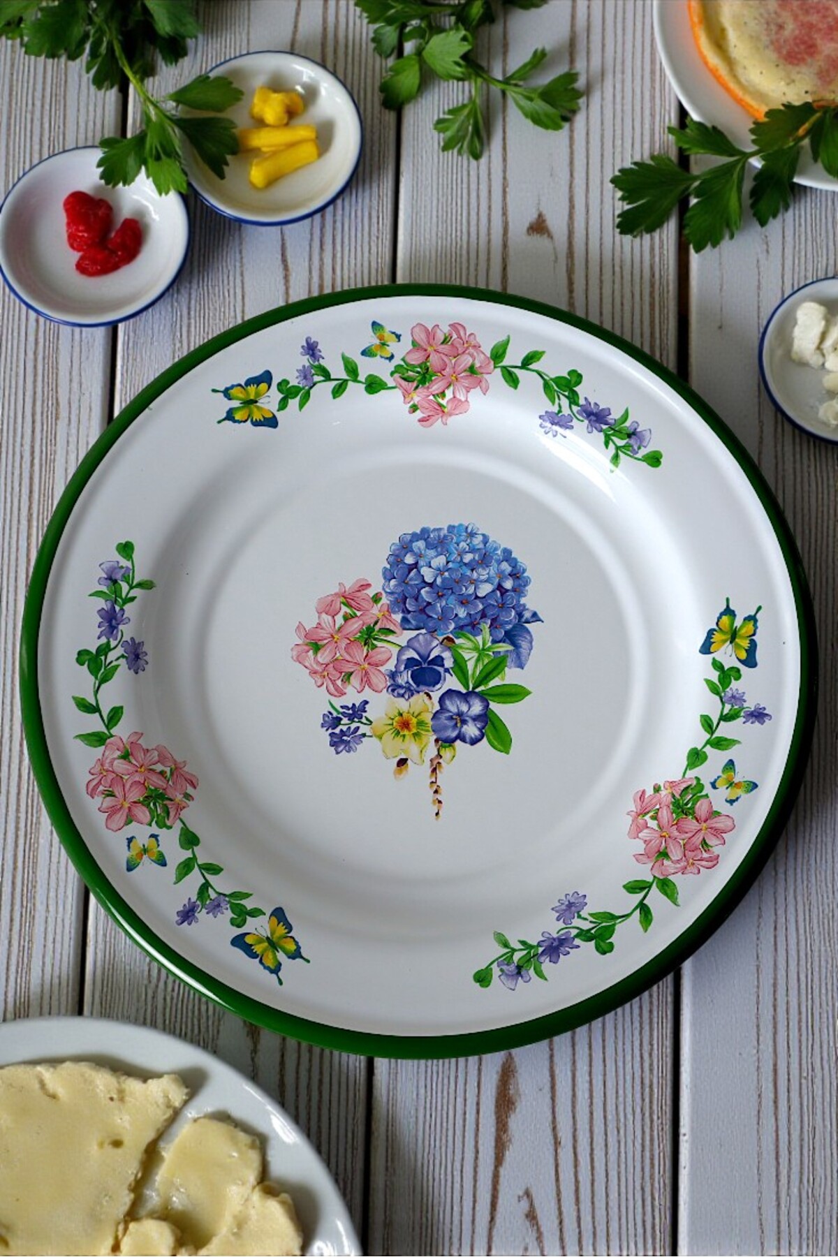 30 No 30 Cm Enamel Dinner Plate Plate Serving Dinner Camping Picnic, Dowry, Gift