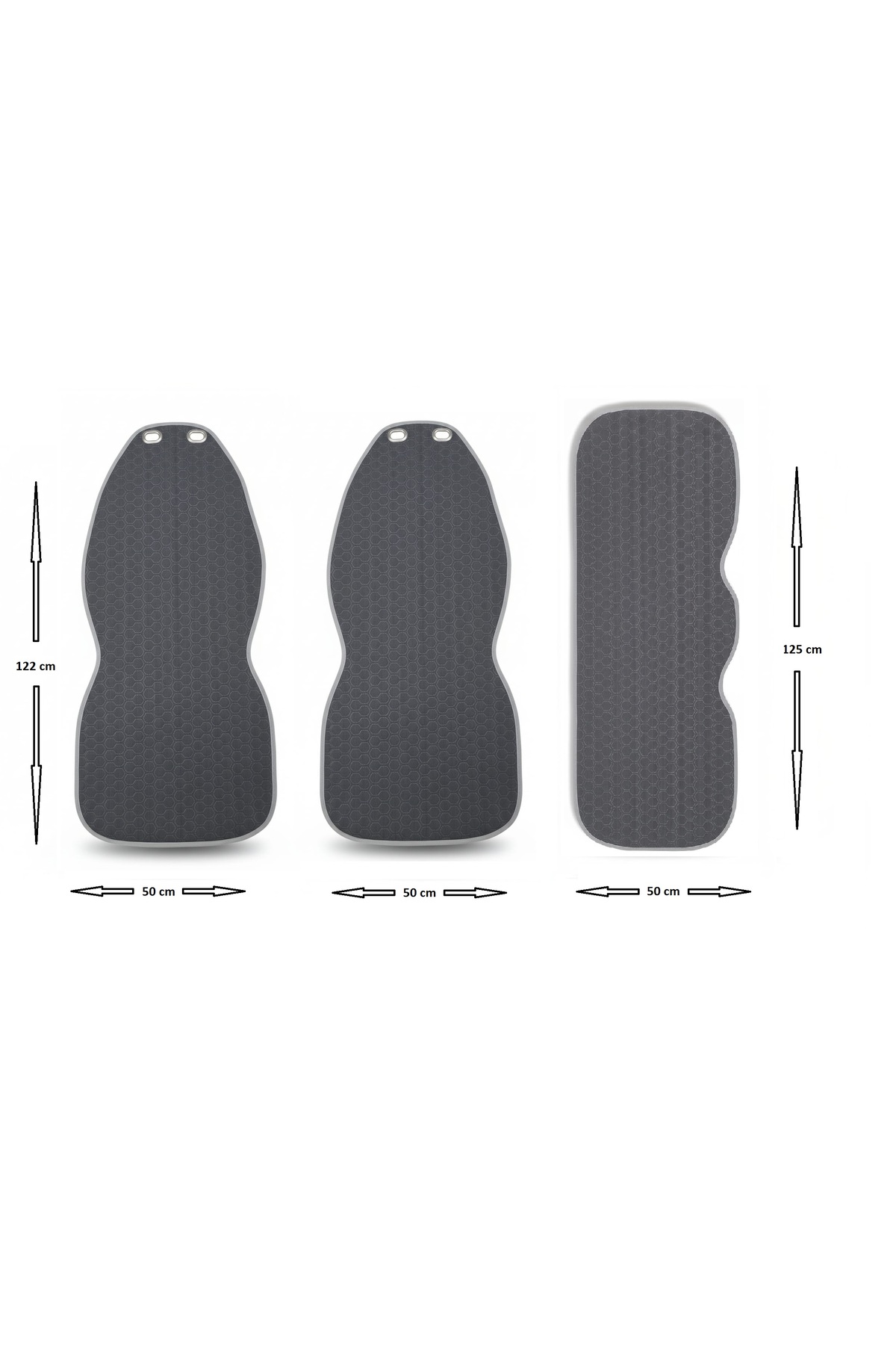 ER-AY OTO TEKSTİL Lüks Kapitone Desenli Antislip Araba Koltuk Koruyucu Üçlü Minder Seti - GRİ (2 Ön ve 1 Arka Set) fotoğrafı 2 (önizleme)