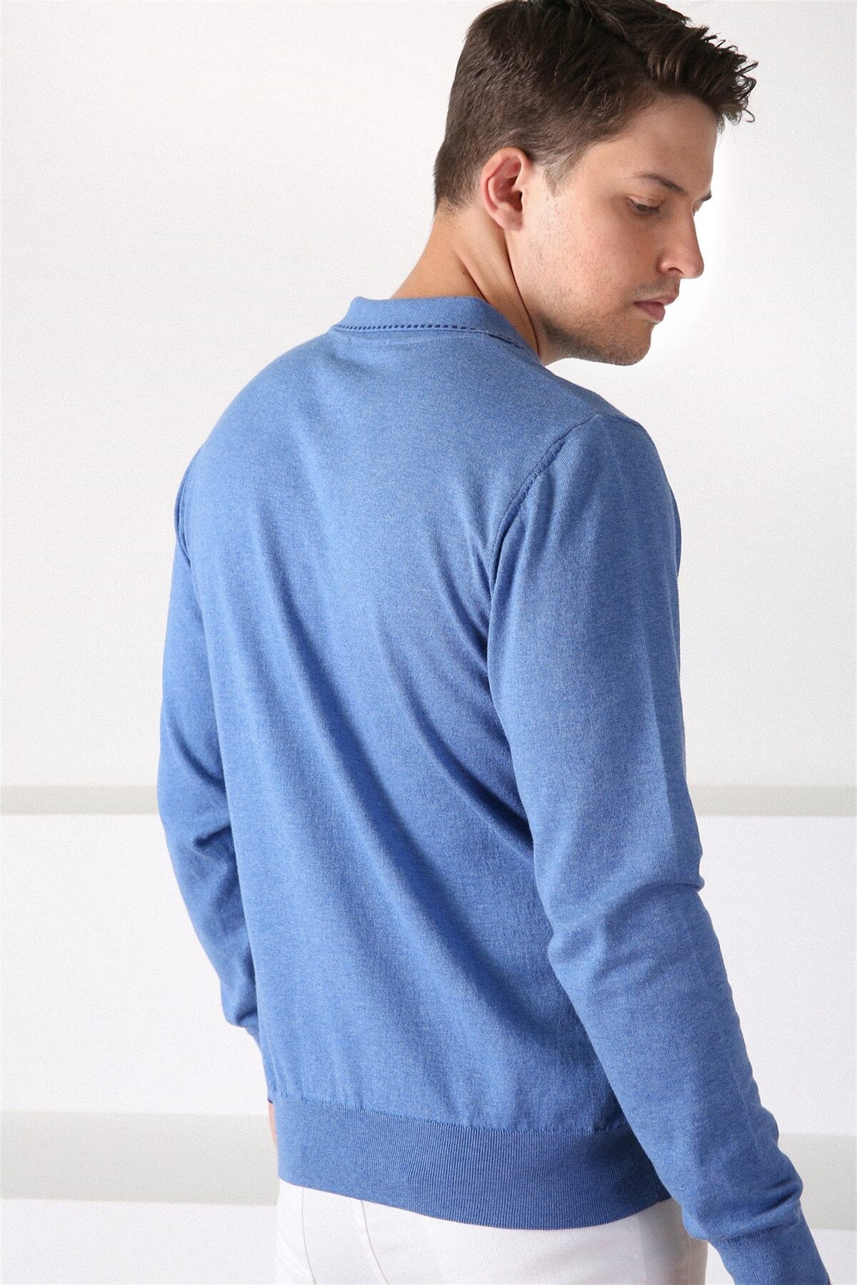 Ferraro  A.Havacı Polo Yaka Fermuarlı Erkek Pamuk Kazak - Görsel 5