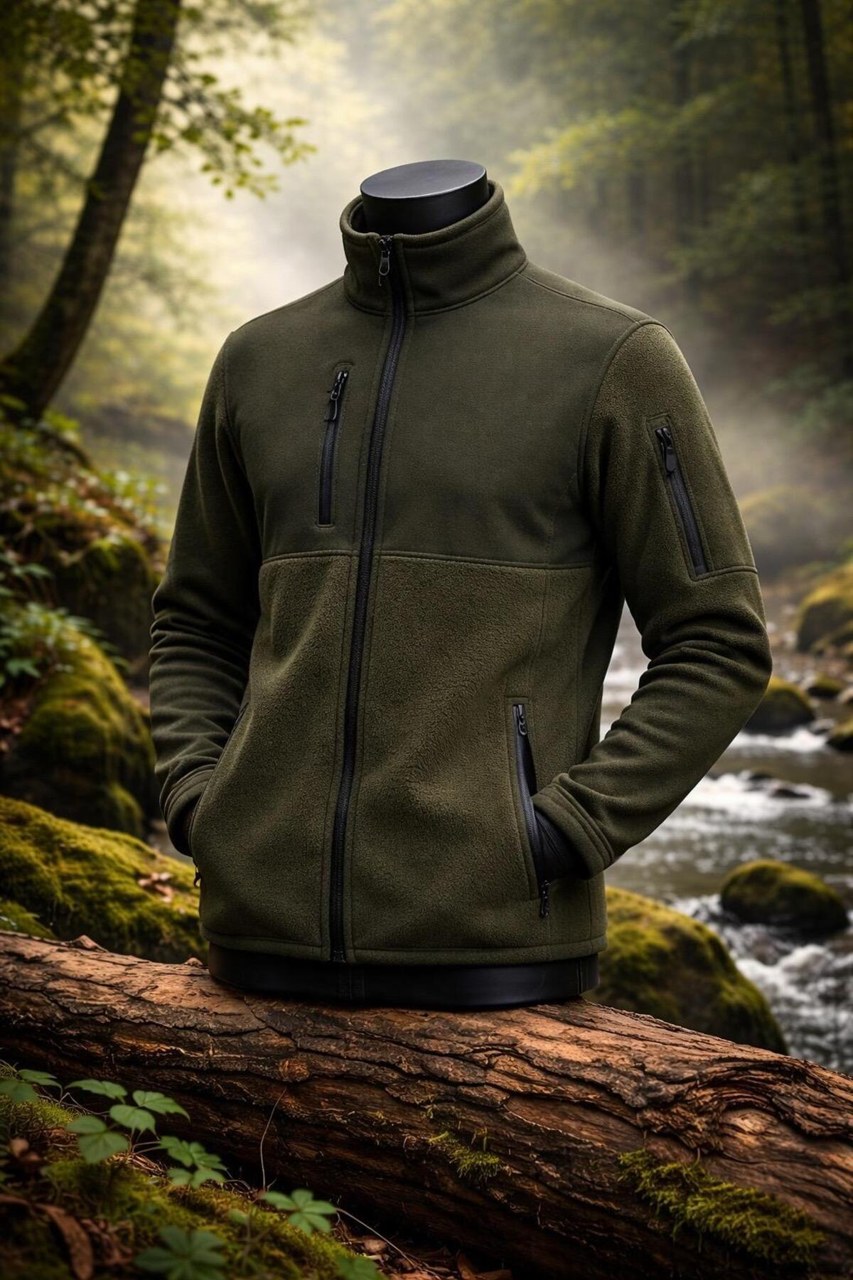 Vatan Tekstil Erkek Slim Fit Tam Fermuarlı 4 Cepli Dik Yaka Softshell Garnili Polar