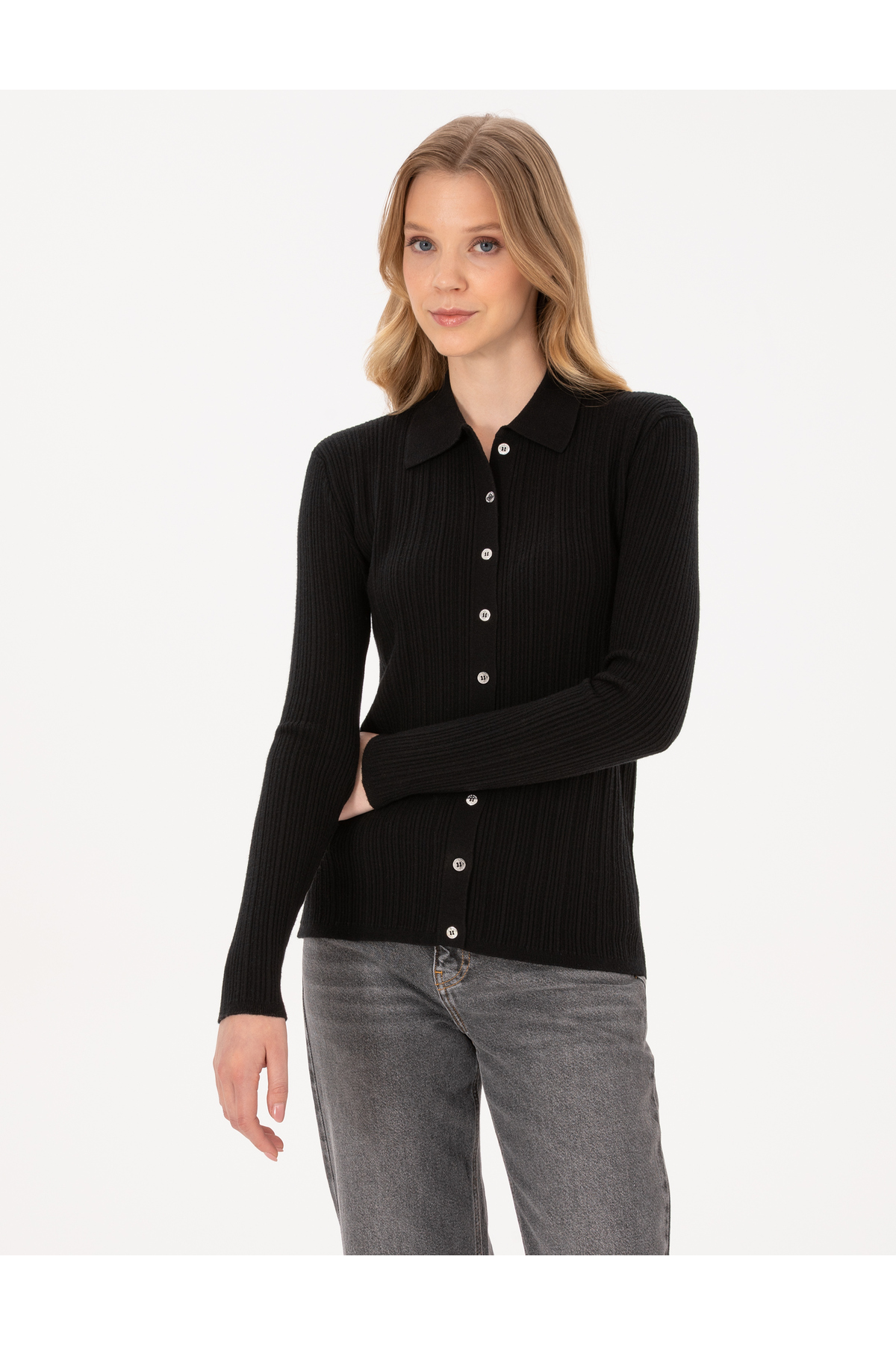 Pierre Cardin  Siyah Slim Fit Triko Hırka 50316338-VR046 - Görsel 3