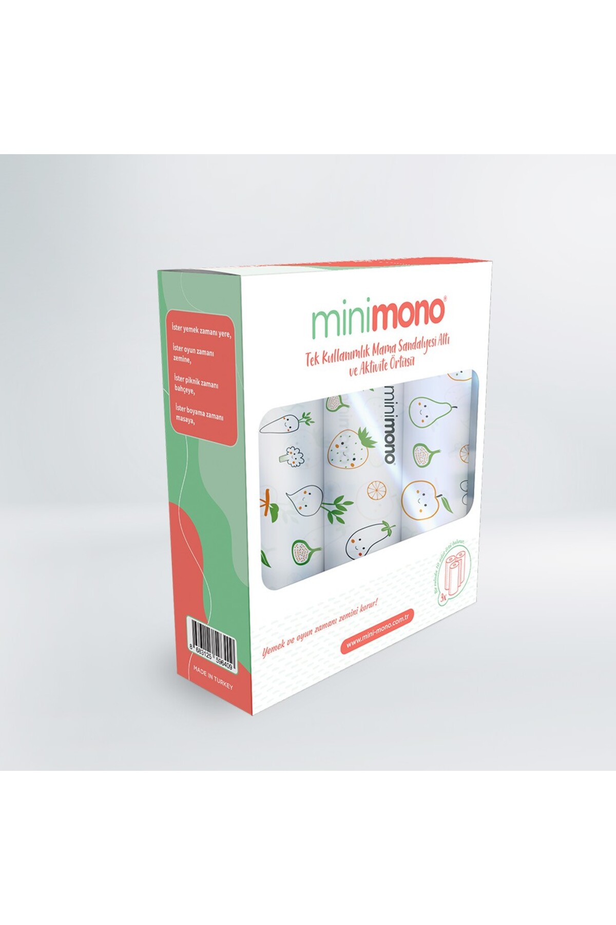 Minimono Mama Sandalyesi Örtüsü Meyve Sebze 3 Adet 10'lu Rulo fotoğrafı 4 (önizleme)