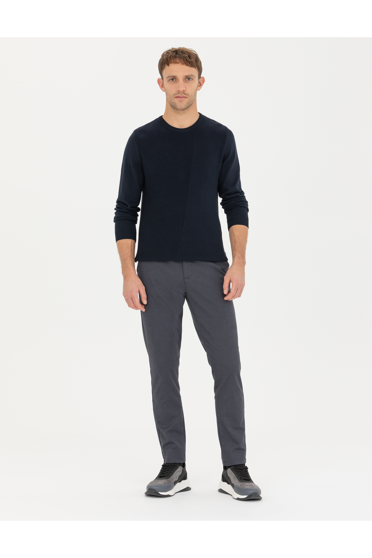 Pierre Cardin Lacivert Slim Fit Bisiklet Yaka Triko Kazak 50281823-VR033 görsel 4
