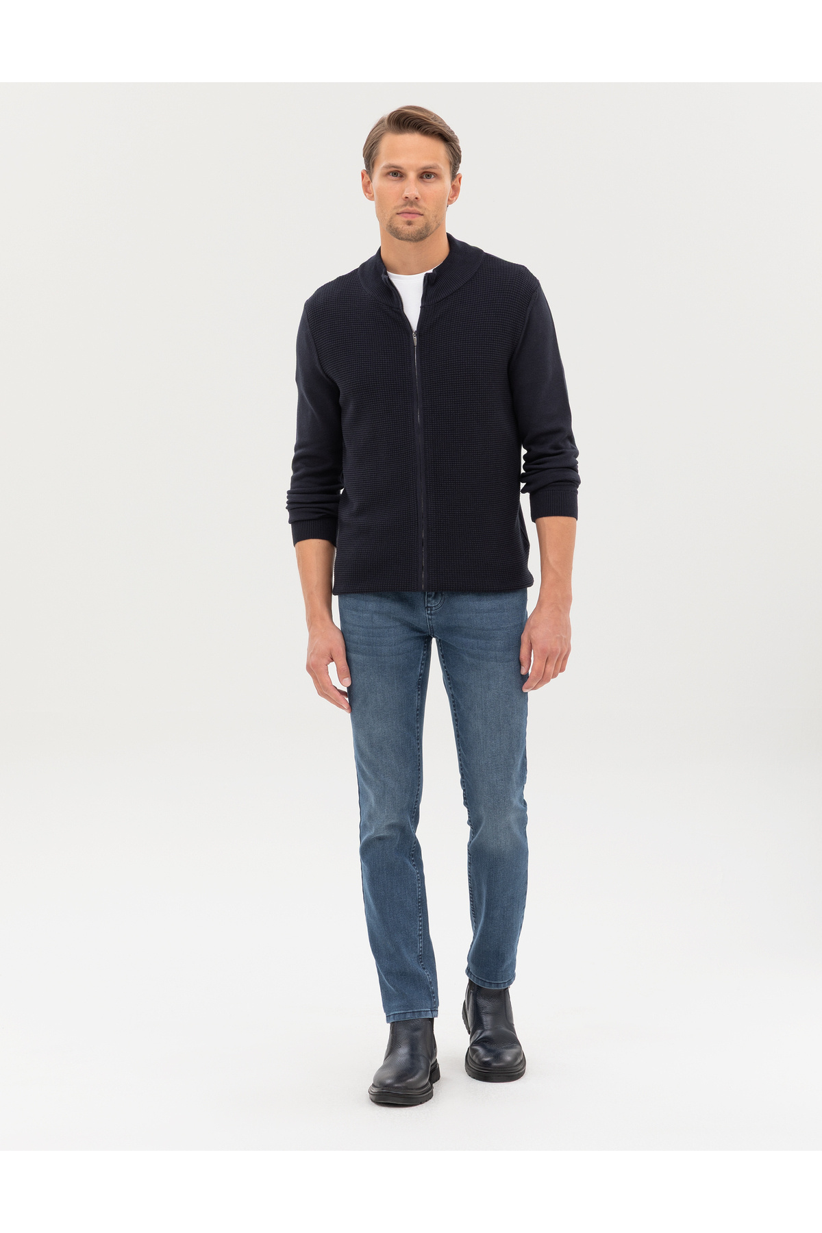 Pierre Cardin  Lacivert Slim Fit Fermuarlı Triko Hırka 50317341-VR033 - Görsel 4