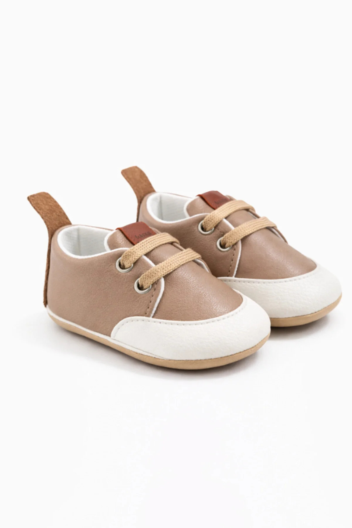 pufien Hakiki Deri Bebek Ayakkabısı, İlk Adım Ayakkabısı, Bebek Patiği, Kısa Bilekli ve Bağcıklı fotoğrafı 3 (önizleme)