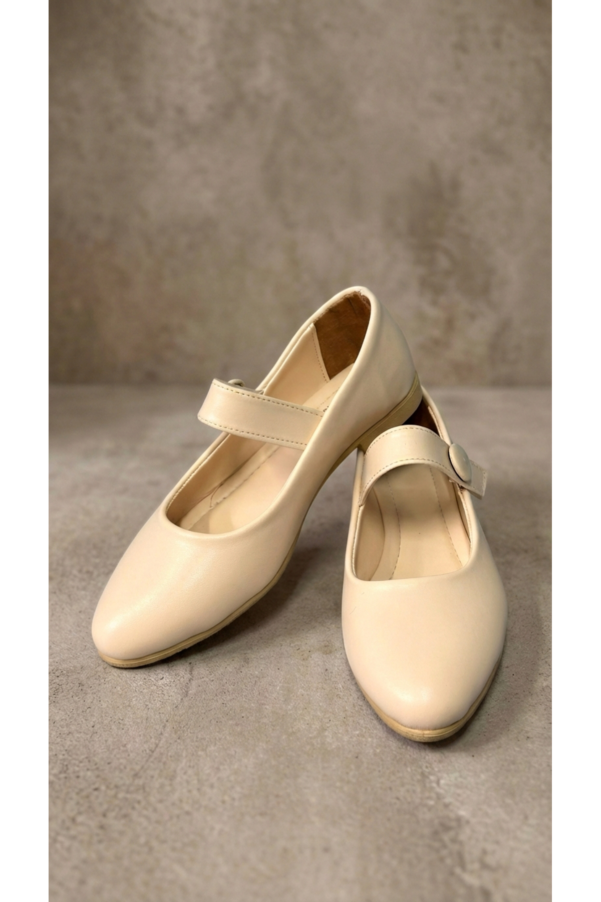 Beyond   Kadın Krem Deri Lastik Tokalı Babet 1.5cm BYNDİMJ03 - Görsel 7