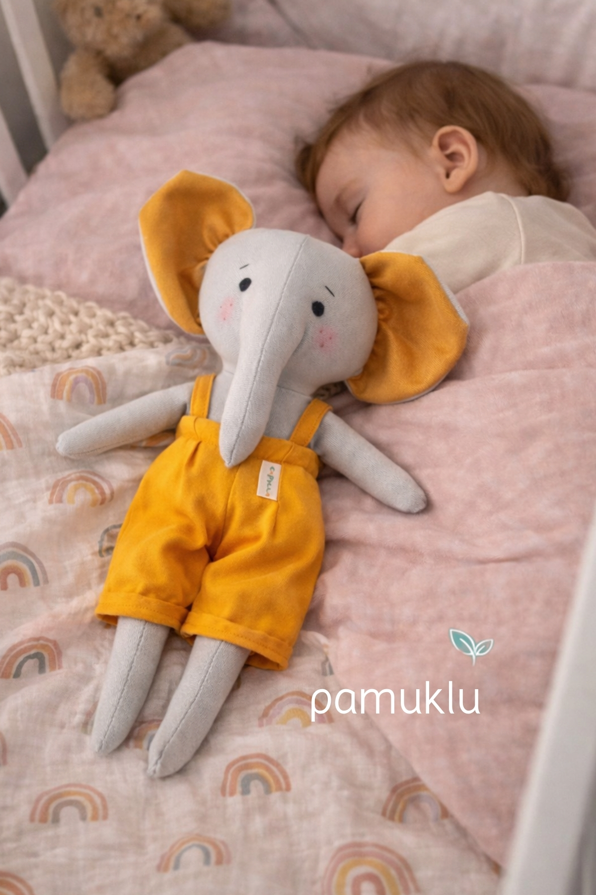 Oyuncak Bebek Bez Bebek Fil Pofi El Yapımı %100 Pamuk Oyun ve Uyku Arkadaşı Hediye Kutulu