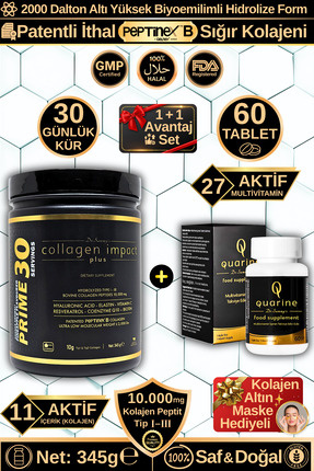 Dr.Sammy's Quarine Saç Vitamini + Prime 30 Collagen Avantaj Set (1 Aylık Hidr...