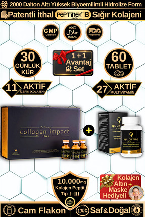 Dr.Sammy's Quarine Saç Vitamini + Collagen Impact Plus Avantaj Set (1 Aylık T...
