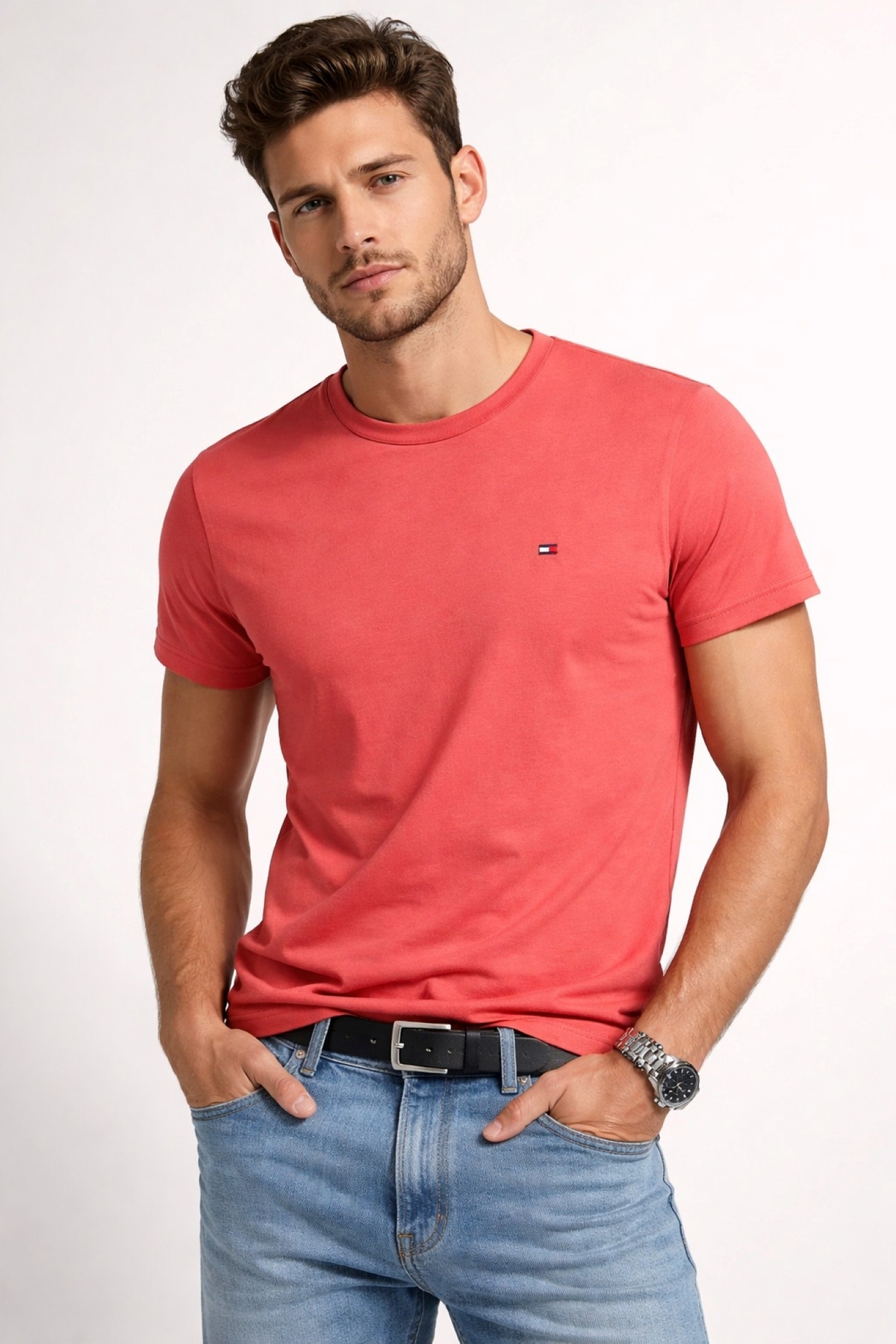 تامی هیلفیگر تی‌شرت نخی ارگانیک طرح کلاسیک Regular Fit