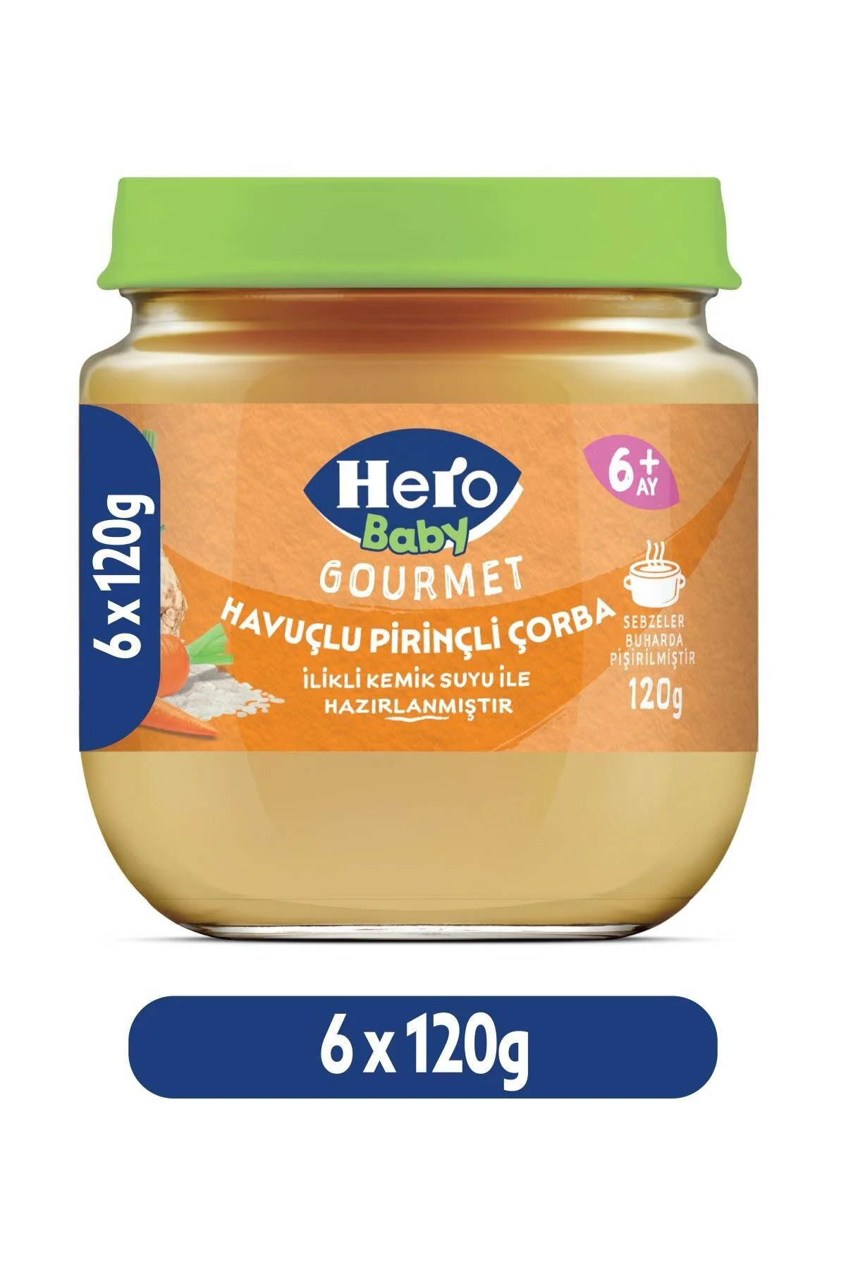 Hero Baby Gourmet Havuçlu Pirinçli Kavanoz Mama 120g x6 fotoğrafı 2 (önizleme)