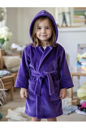 LE GULE HOME %100 Pamuklu Kadife Kumaş Kız & Erkek Çocuk Bornoz