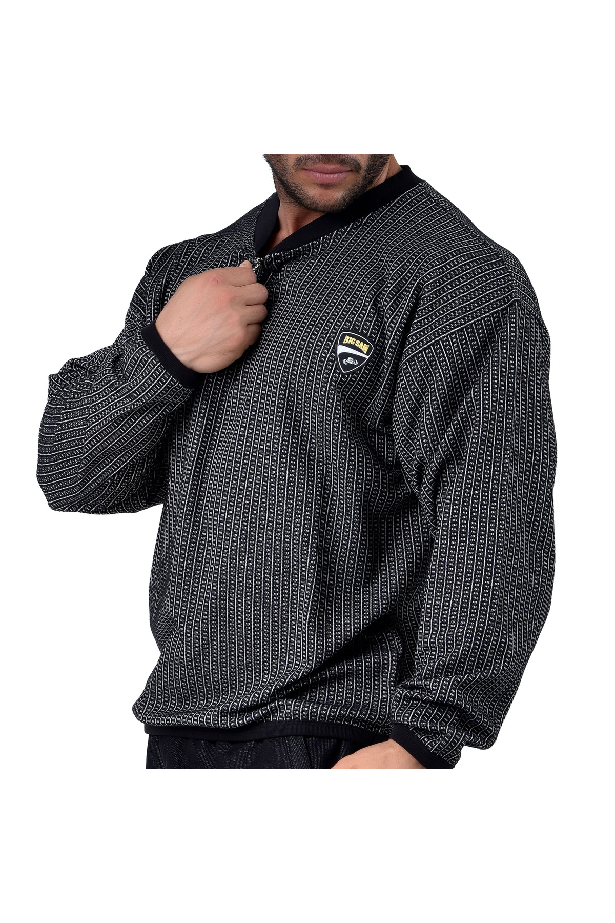 Big Sam Erkek Gri Rahat Kesim Büyük Beden Sweatshirt görsel 2