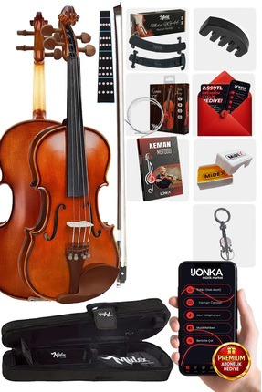 Midex Gla-124 Profesyonel Üst Kalite Gül Keman 4/4 Tam Boy Full Set