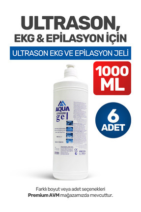 aquamed (6 ADET) Aqua Ultrason EKG ve Epilasyon Jeli 1000 ml – Cilt Dostu, Ko...