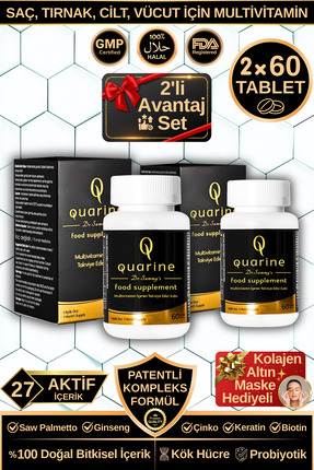 Dr.Sammy's Quarine Saç, Tırnak, Cilt ve Vücut Vitamini - 2'li Avantaj Set (2 ...