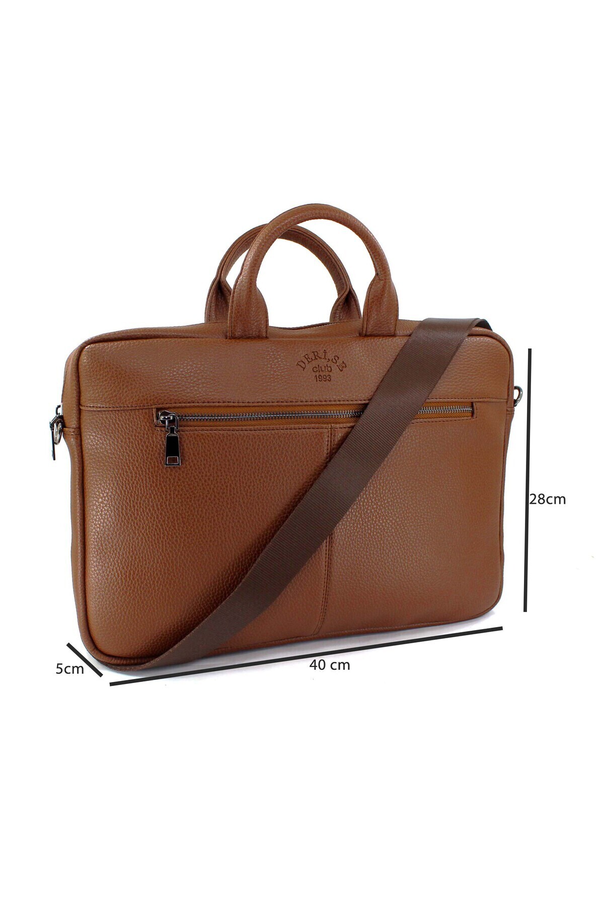 deri,se club  Taba Renk Unisex Omuz Askılı Dosya Tablet 15,6 Inç Laptop Ve Evrak Çantası - Görsel 4