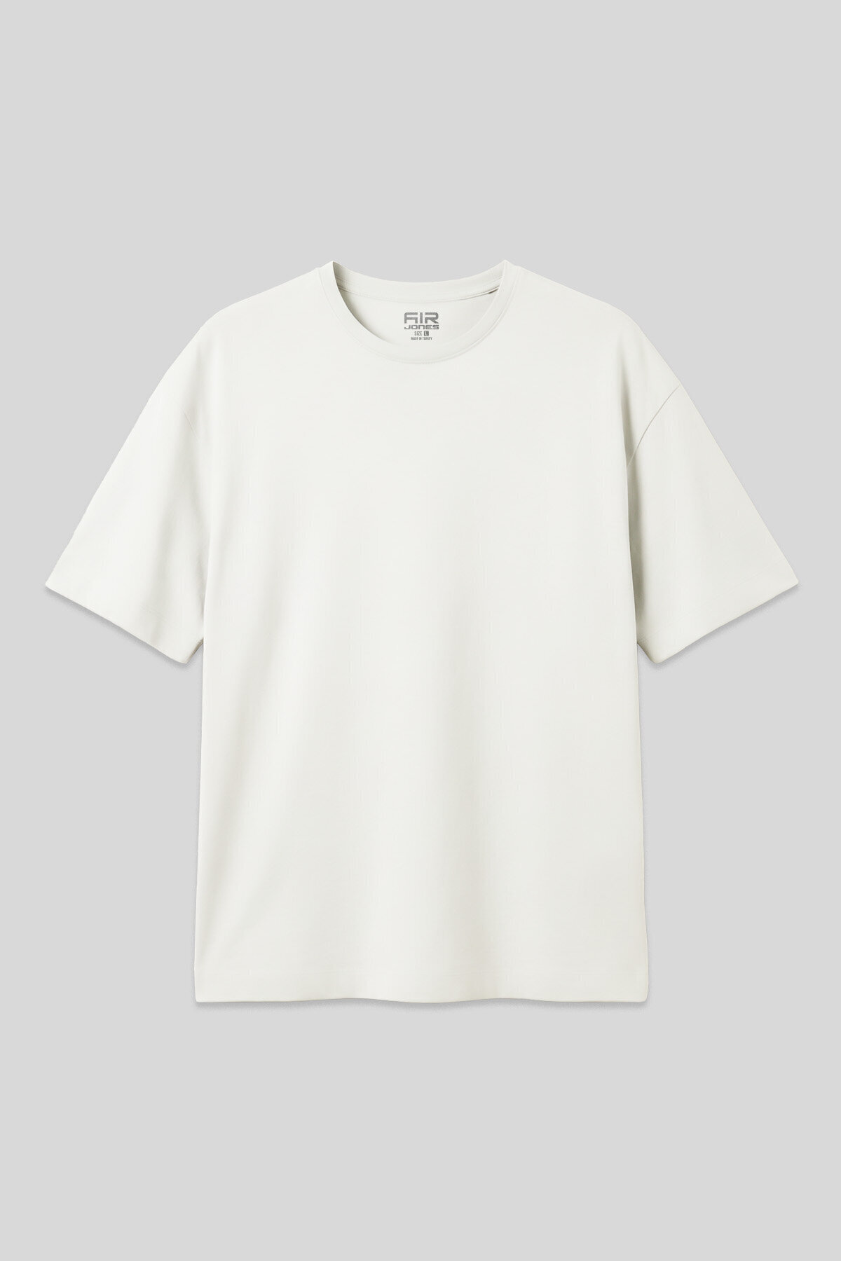 Ecru Cotton Thick Soft Textured Oversize Fit Basic Men's T-Shirt - 88377