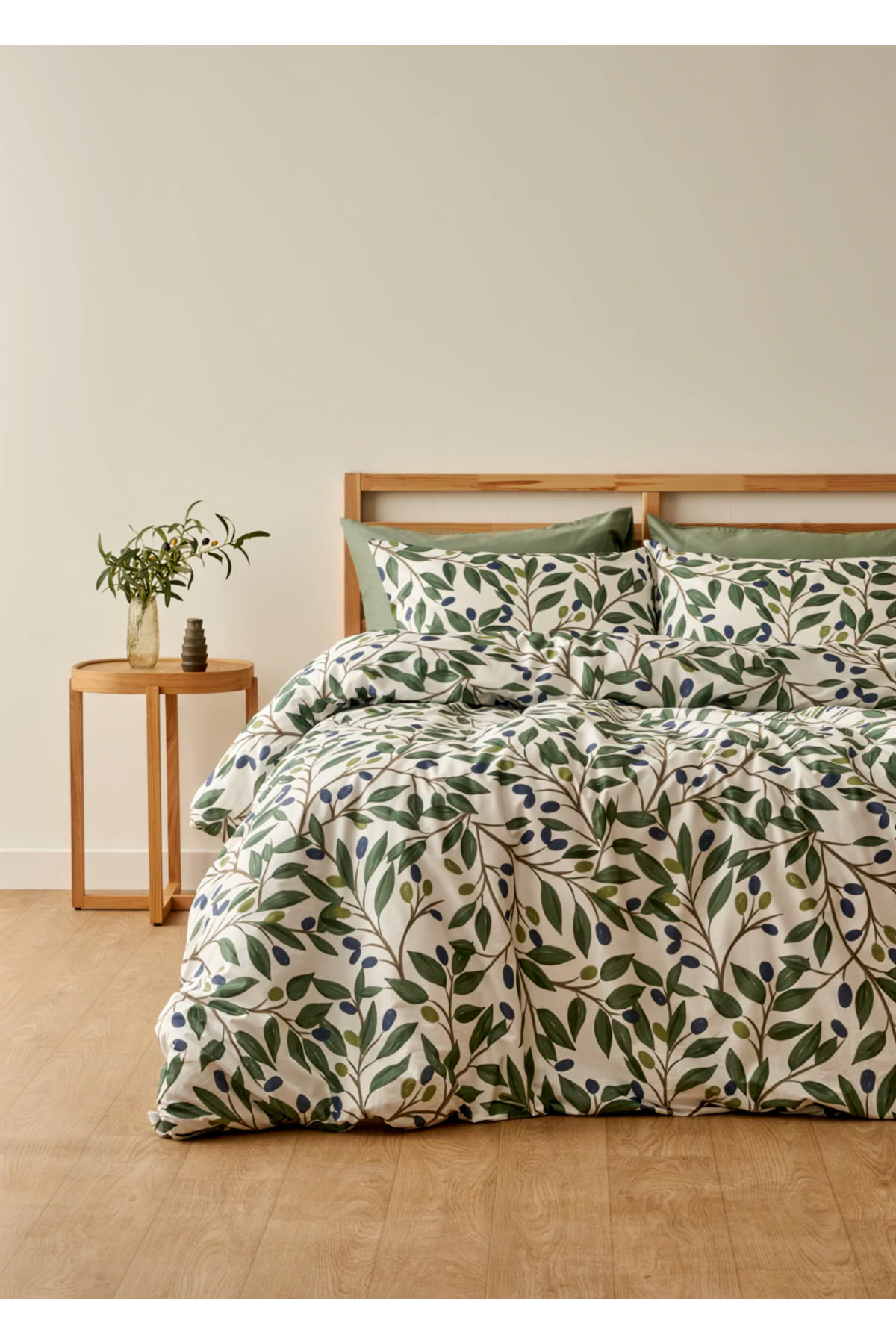 100% Cotton Olivia Double Duvet Cover Set Green (200x220 cm)