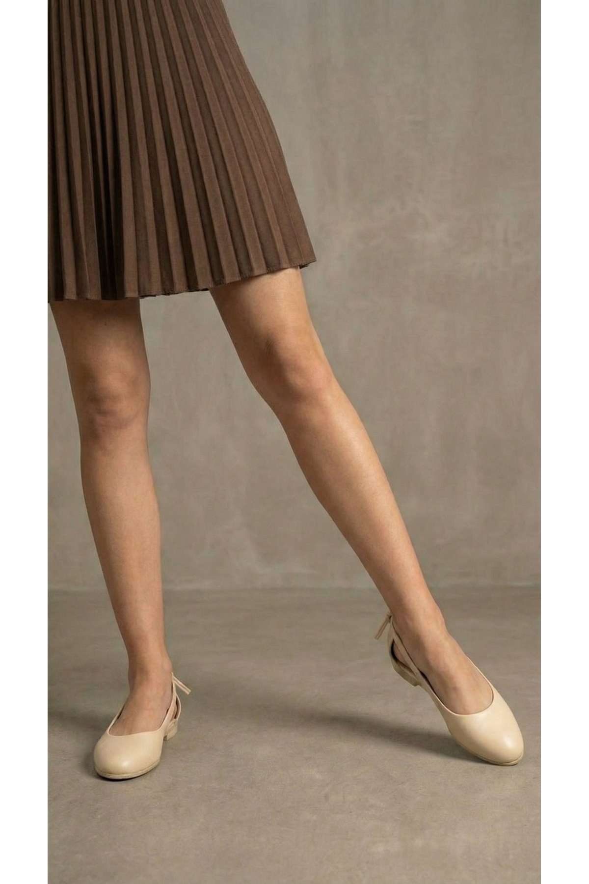 Beyond   Kadın Krem Yanı Açık Fiyonklu Deri Babet 1.5cm BYNDİMJ01 - Görsel 3