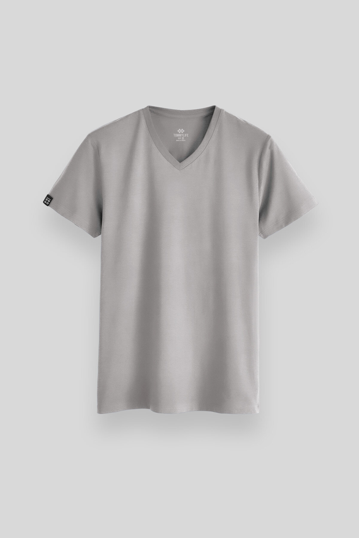 Stone Basic Short Sleeve Standard Mold V-Neck Men's T-Shirt- 87912