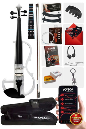 Midex Rcz-606w Elektro Keman Seti Beyaz (kulaklık Kablo Metod Yastık )