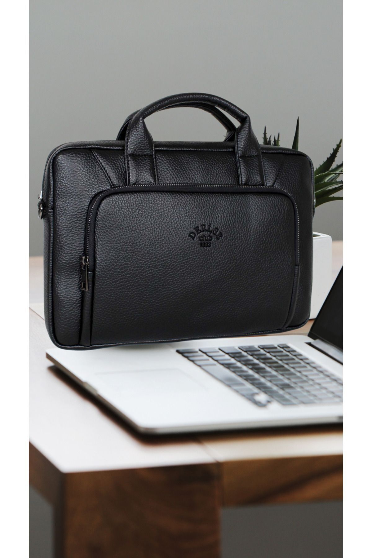 deri,se club  Unisex Siyah Renk Dosya Tablet Notebook Çantası, 14 Inç Laptop Ve Evrak Çantası - Görsel 7
