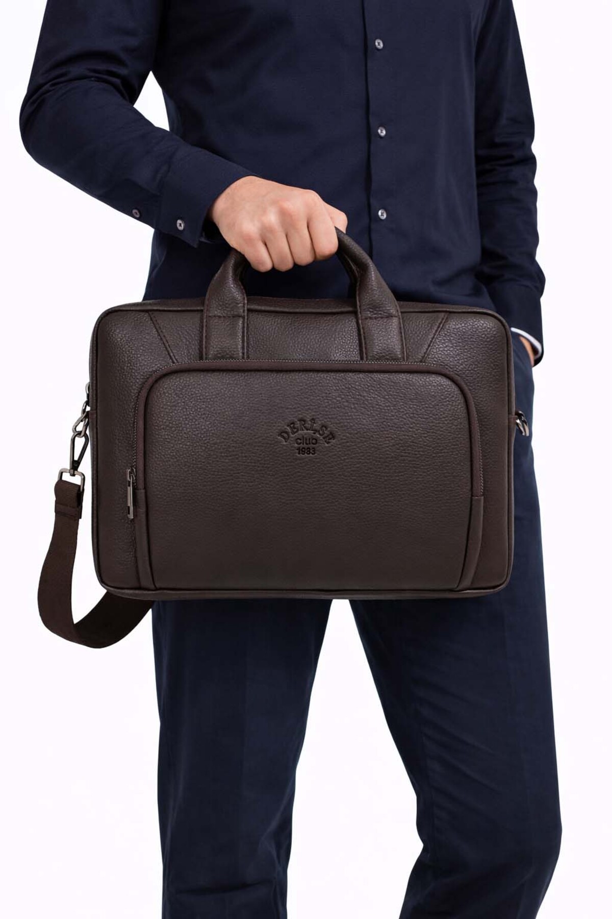 deri,se club  Unisex Kahverengi Dosya Tablet Notebook Çantası, 14 Inç Laptop Ve Evrak Çantası