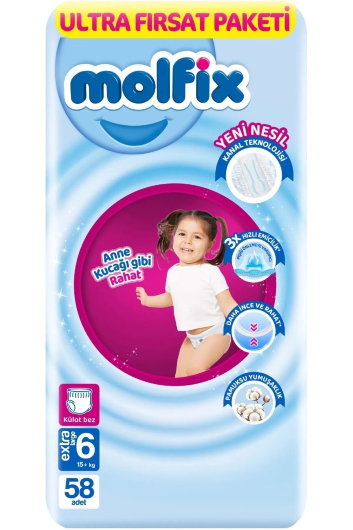 Molfix Külot Bebek Bezi 6 Beden Extra Large Ultra Fırsat Paketi 58 Adet