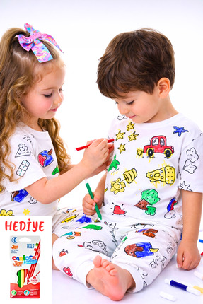 CQCQ Boyanabilir Unisex Çocuk Pijama – Yıkanabilir Renkli Eğlenceli Ve Rahat ...