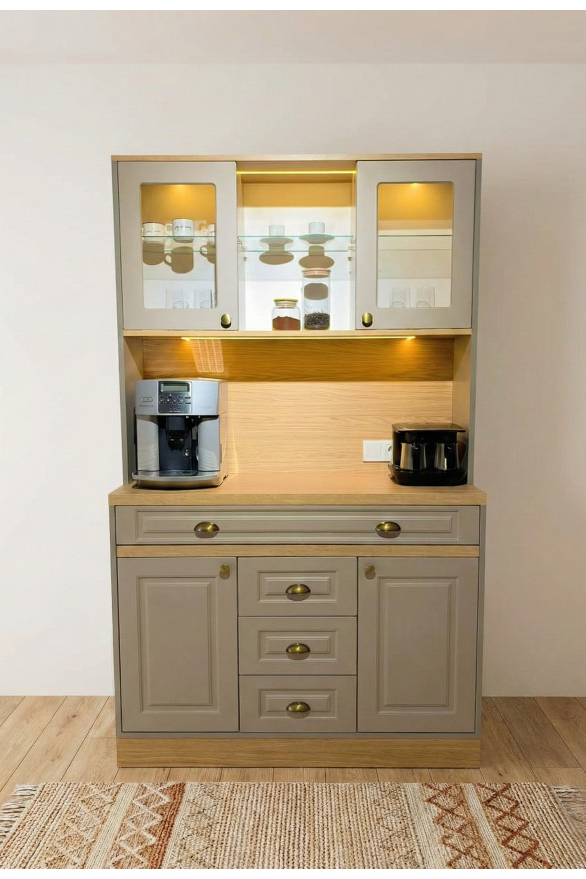 Mikel Tale Coffee Corner Led Backlit 100% Mdf Free Assembly 120*45*200