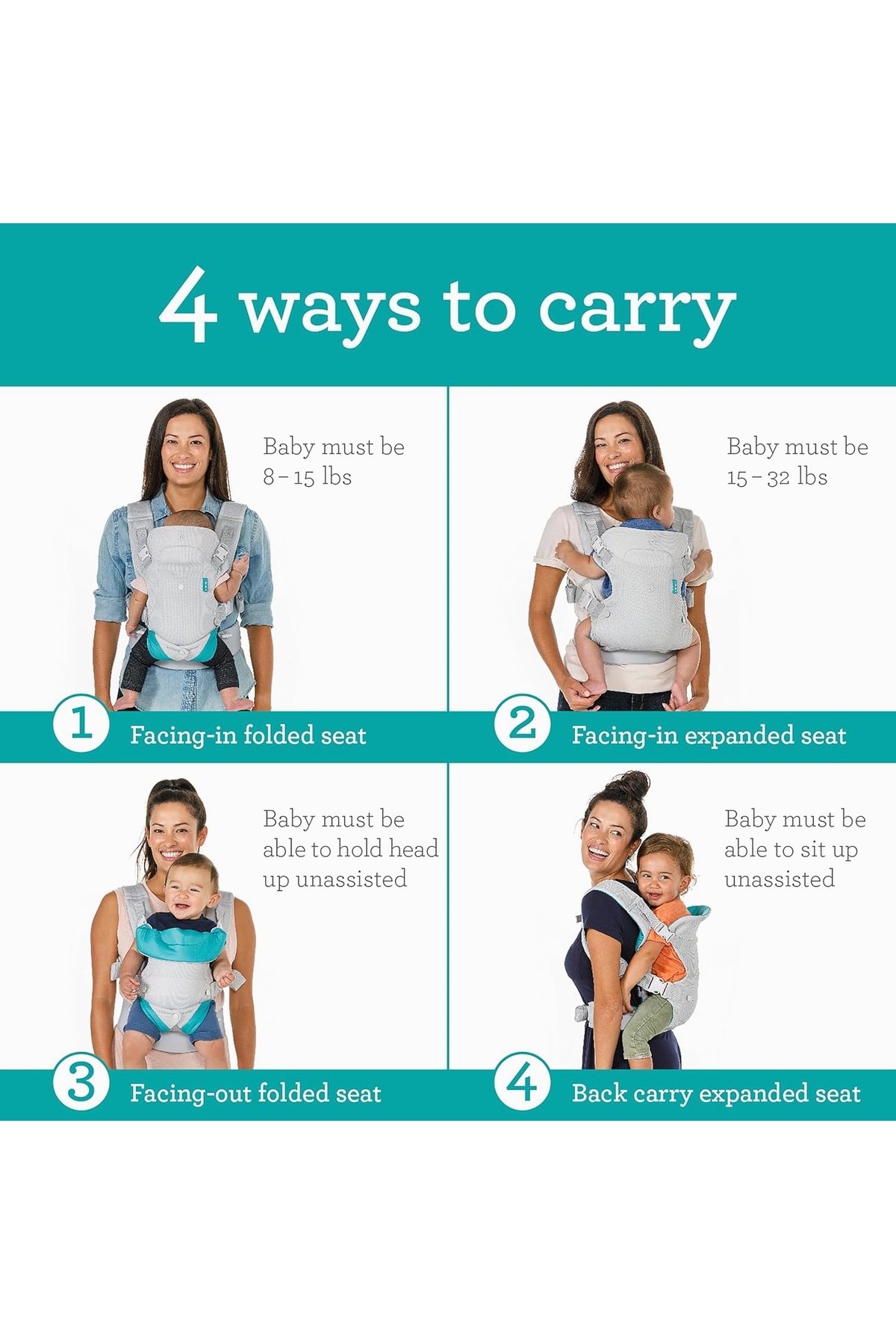 Hype Store Infantino - Flip Breathable 4-in-1 Taşıyıcı - Hafif ve Hava Geçirgen - Ayarlanabilir Bel Kayışı ve Y fotoğrafı 2 (önizleme)