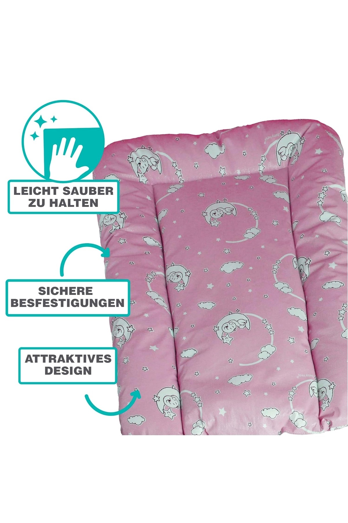 Hype Store baby'ness Elyaf Dolgulu Pvc Alt Değiştirme Minderi, Sıvı Geçirmez, Leke Tutmaz, Aydede Desenli, Pemb fotoğrafı 2 (önizleme)