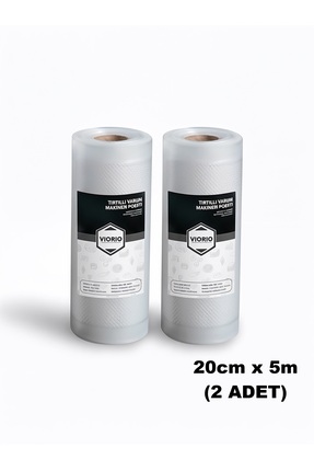VI'ORIO 20cm X 5m (2 Adet) Rulo Tırtıklı Vakum Makinesi Poşeti Vakum Poşeti