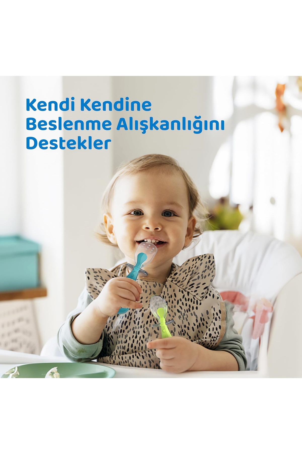 Hype Store Silikon Bebek Mama Kaşık Seti, Diş Kaşıyıcı, 2 Li Set, Mavi Yeşil fotoğrafı 3 (önizleme)