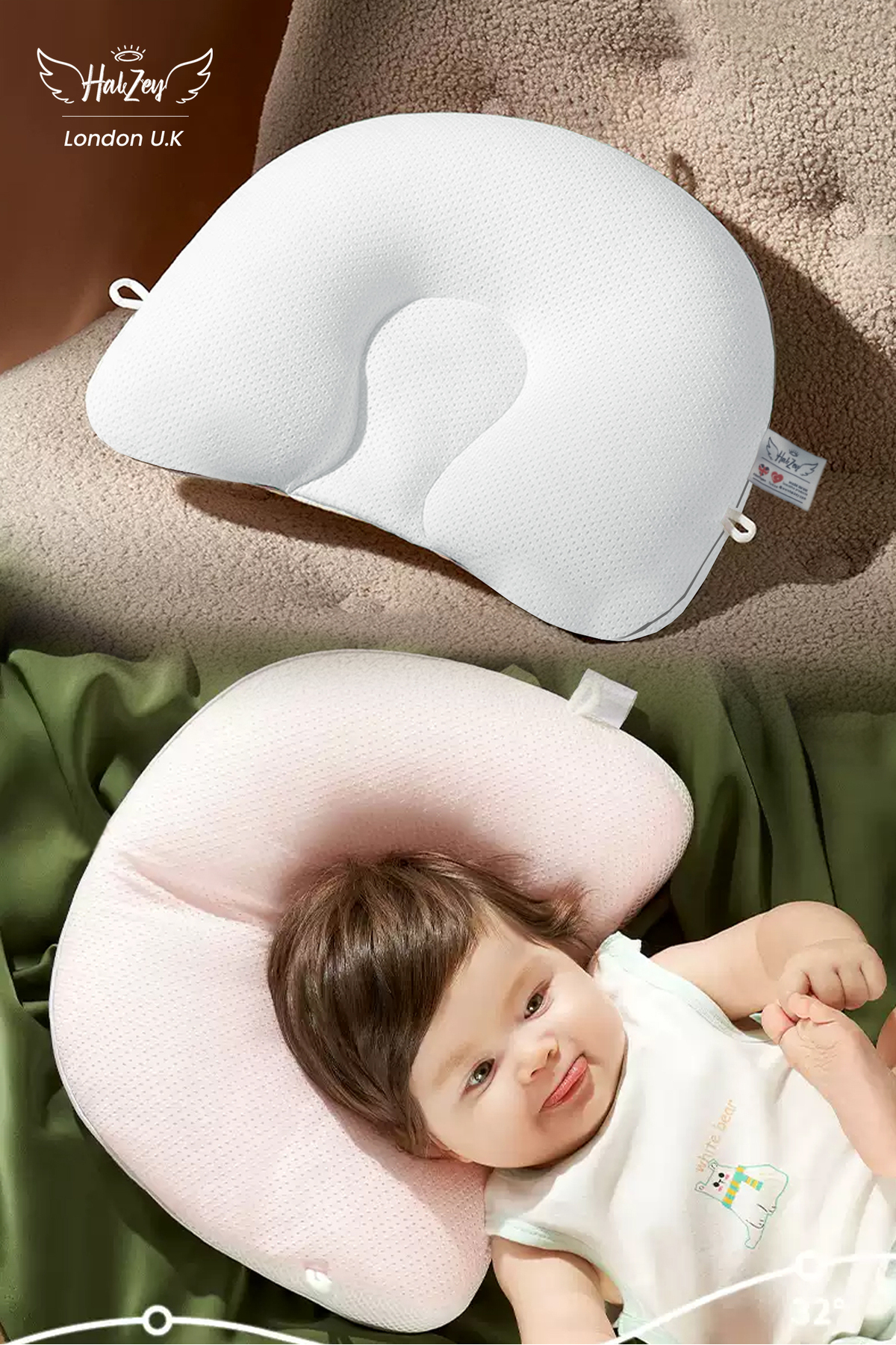HALZEY Düz Kafa Yastığı & Bebek Yastığı %100 Pamuk, Antibakteriyel, Terletmez Bebek kafa yastığı fotoğrafı 5 (önizleme)
