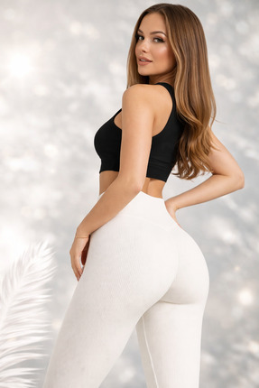 OsmanogluWear Beyaz Fitilli Yüksek Bel Toparlayıcı Tayt