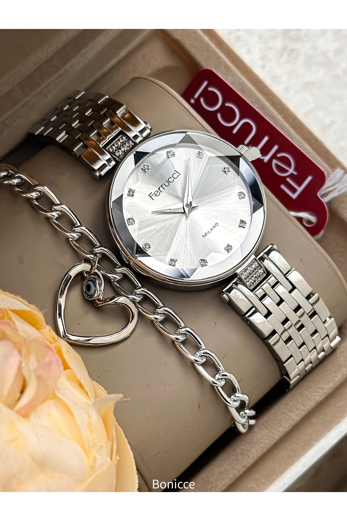 Steel Band Silver Color, Waterproof, Guaranteed, Women's Wrist Watch+bracelet