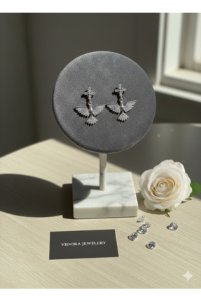 Vidora Jewelry Anka Kuşu Figürlü Çelik Küpe – Taş Detaylı Kararmaz Kadın Küpe