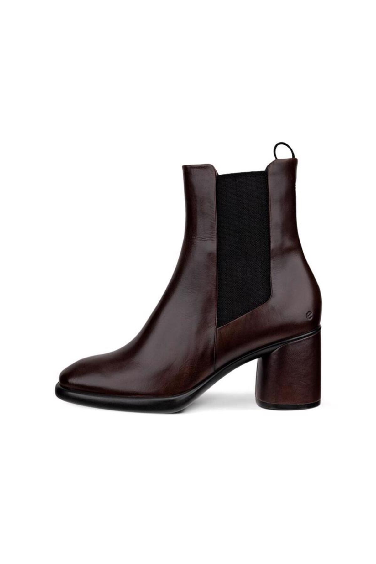 اکو چکمه پاشنه‌دار چرمی قهوه‌ای زنانه Sculpted LX 55