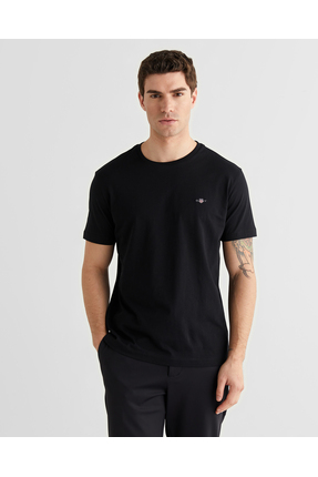 Gant Erkek Siyah Bisiklet Yaka Regular Fit T-Shirt
