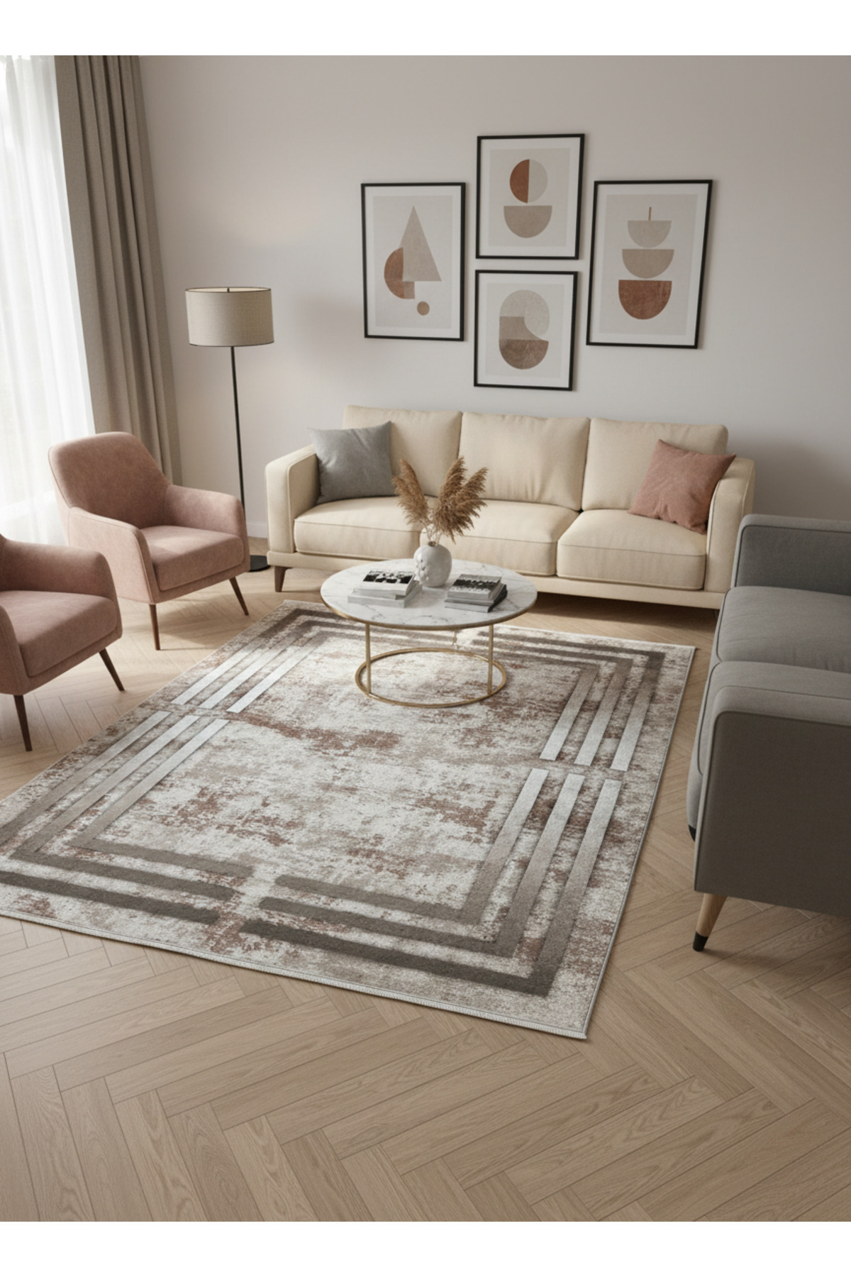 سجادة غرفة المعيشة وغرفة المعيشة قابلة للغسل ومضاد...