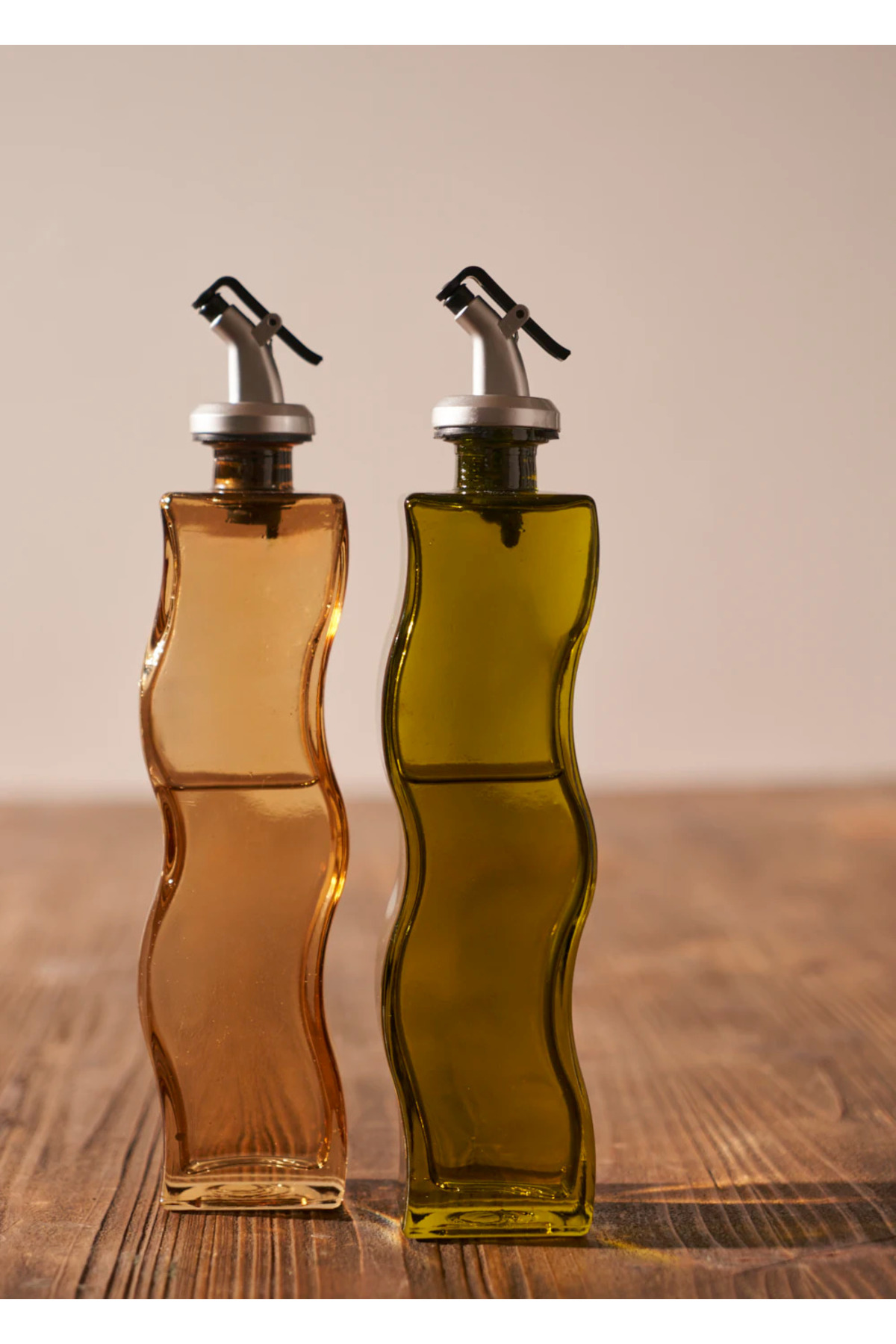 Wavy 2-Piece Oil Vinegar Bowl Set Amber-Green (250 cc)