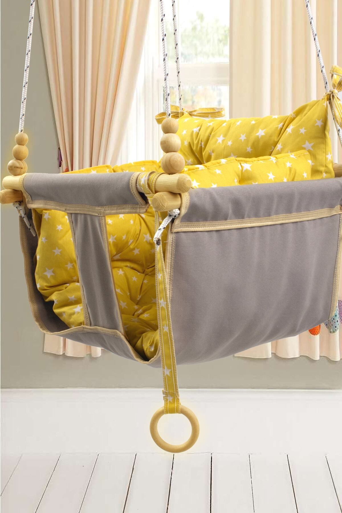 Bundera Wag Swing Gri Ev İçi Çocuk Salıncağı Ahşap Çocuk Salıncak Hamak Portatif Tavan Bahçe Salıncakları fotoğrafı 5 (önizleme)