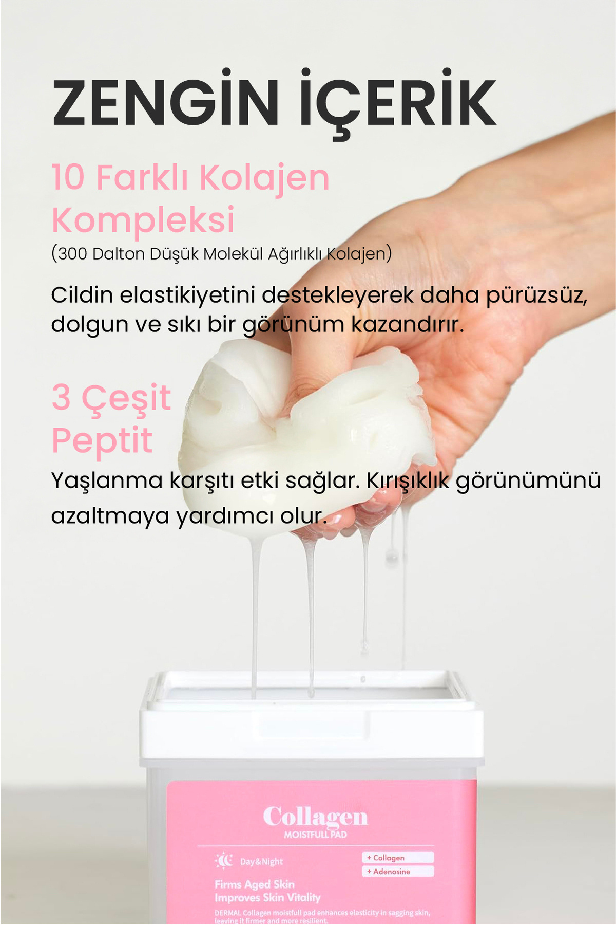 Kolajen İçerikli Nemlendirici ve Cilt Sıkılaştırıcı Tonik Ped 12 Adet — TYCRS1XFPN172830718245034 — تصویر 5 از 9