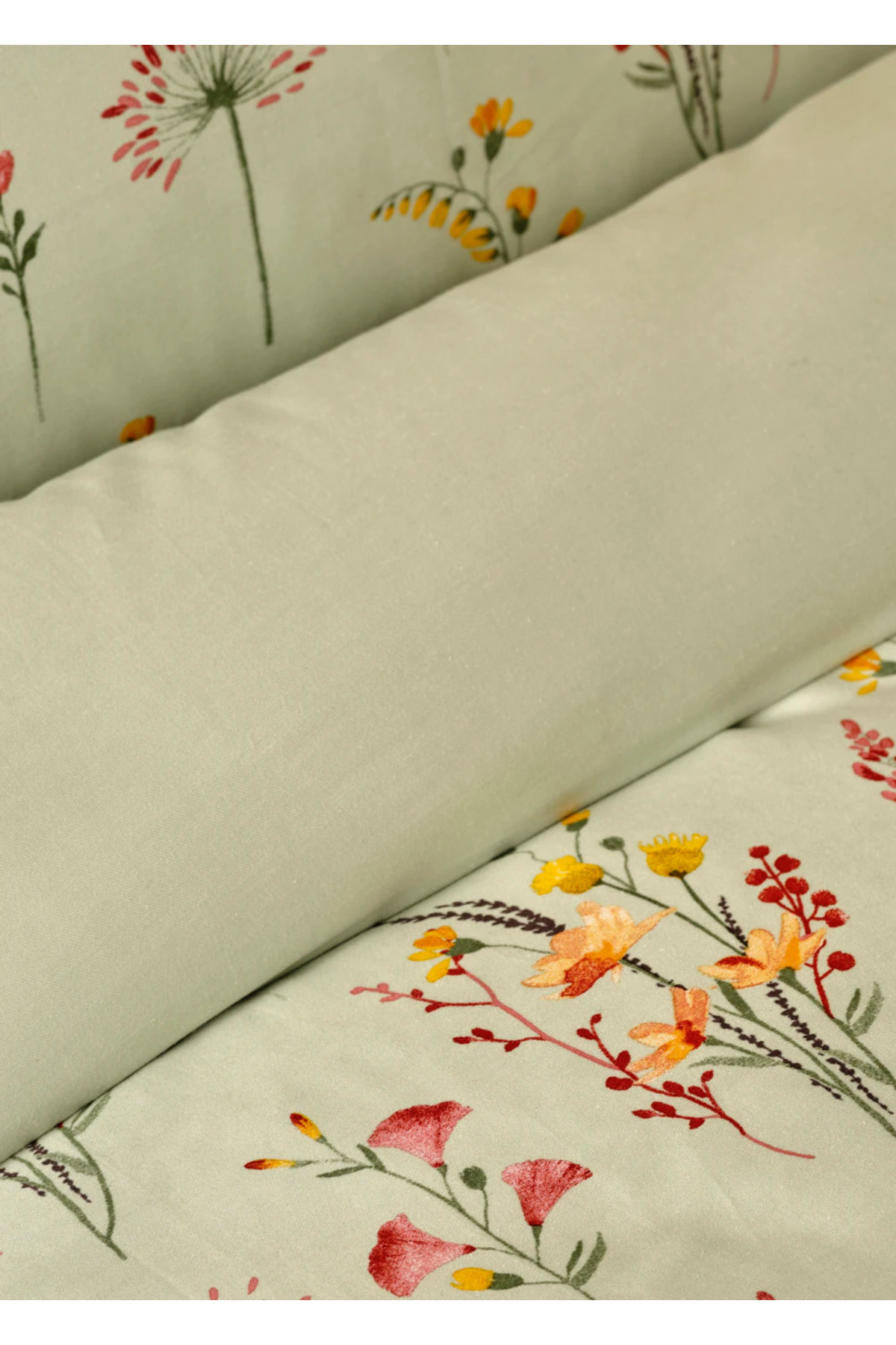 Bella Maison %100 Pamuk Saten Flores Çift Kişilik Nevresim Seti Açık Yeşil (200x220 cm) fotoğrafı 3 (önizleme)
