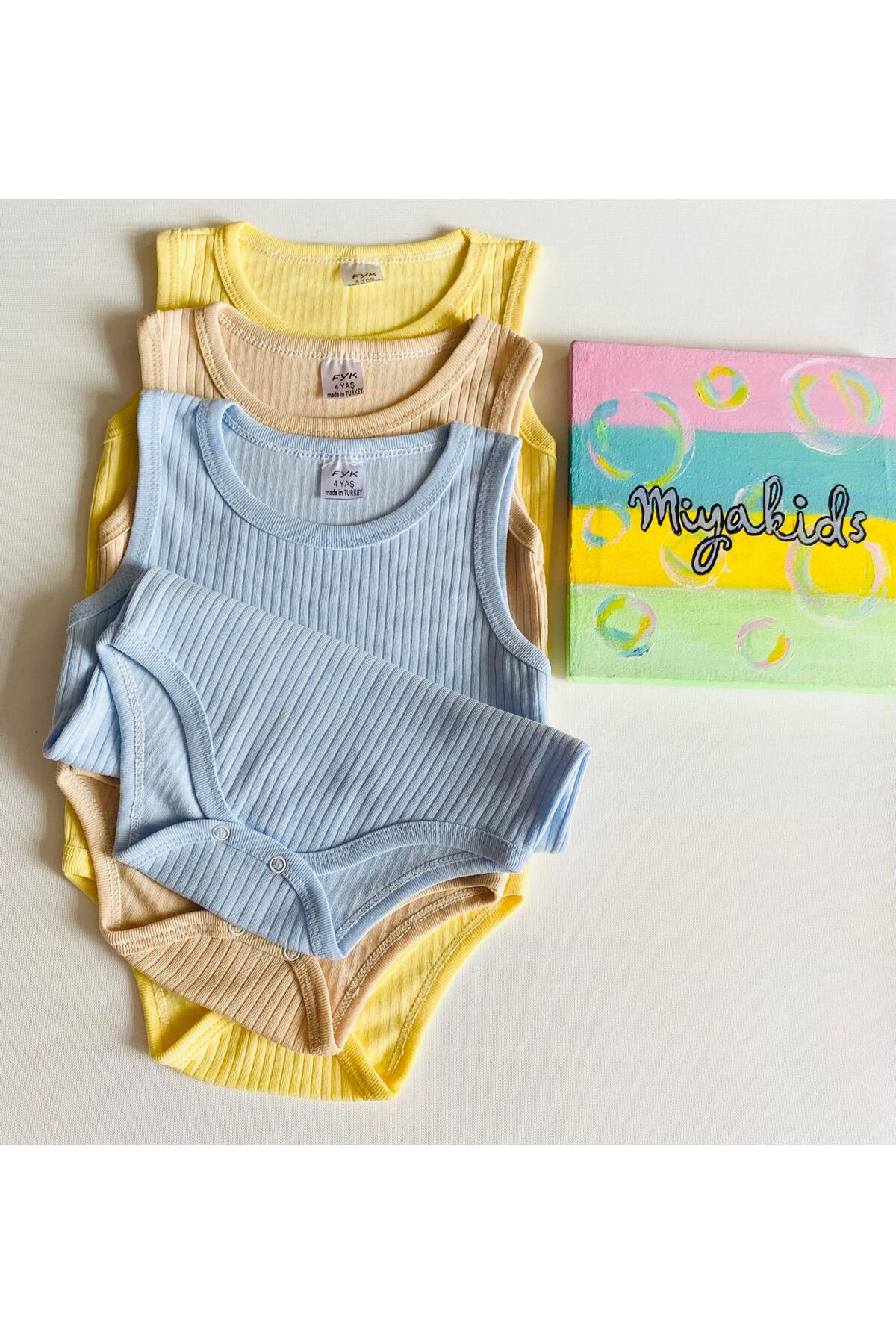 Miyakidsworld Renkli Büyük Boy Çocuk Çıtcıtlı Body Iç Atlet Zıbın3 Lü Set Pamuklu Fitilli Doku Yumuşak 1-2-3 Yaş fotoğrafı 3 (önizleme)