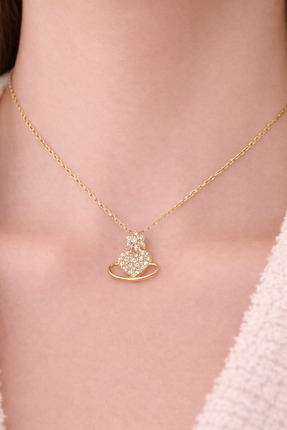 SFS Store Zirkon Taşlı Nar Figürlü Çelik Kadın Kolye